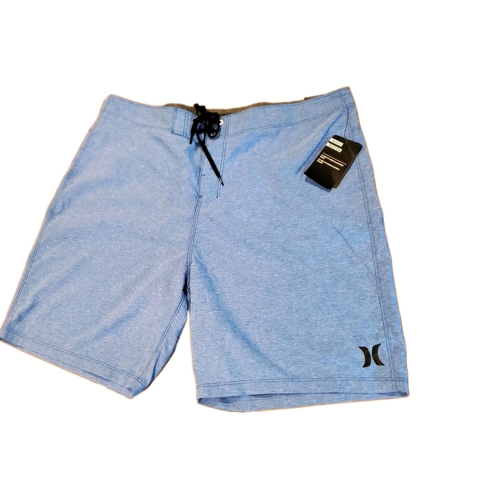 NEW Hurley Blue Board Shorts Swim Trunks Mens 36 Drawstring Pockets Vaca Cruise